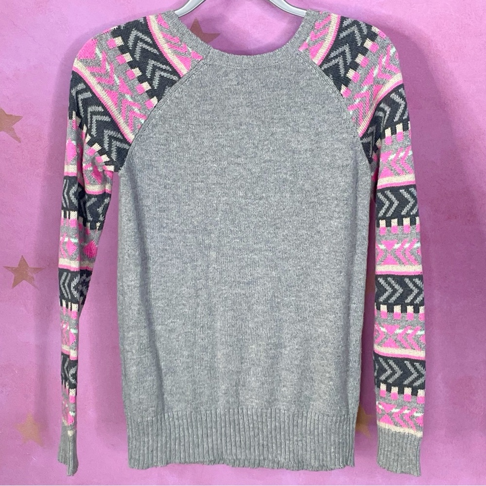 American Eagle Ugly Christmas Sweater Fox Women’s Size Small Gray Holiday - Picture 2 of 7